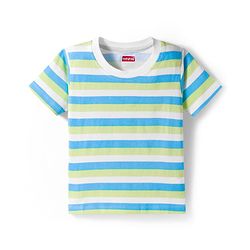 Babyhug 100% Cotton Knit  Half Sleeves T-Shirt with Stripes & Nautical Print Pack of 3 - Light Blue & Light Green