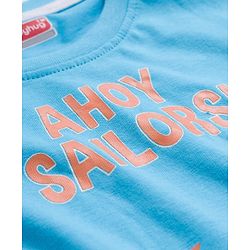 Babyhug 100% Cotton Knit  Half Sleeves T-Shirt with Stripes & Nautical Print Pack of 3 - Light Blue & Light Green