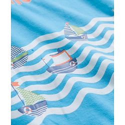 Babyhug 100% Cotton Knit  Half Sleeves T-Shirt with Stripes & Nautical Print Pack of 3 - Light Blue & Light Green