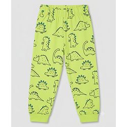 Babyhug 100% Cotton Knit Full Sleeves Co-ords Night Suit With Panda Print - Green