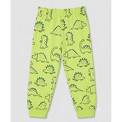 Babyhug 100% Cotton Knit Full Sleeves Co-ords Night Suit With Panda Print - Green