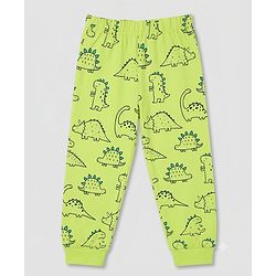 Babyhug 100% Cotton Knit Full Sleeves Co-ords Night Suit With Panda Print - Green