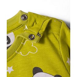 Babyhug 100% Cotton Knit Full Sleeves Co-ords Night Suit With Panda Print - Green