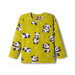 Babyhug Cotton Knit Full Sleeves Co-ords Night Suit With Panda Print - Green
