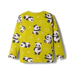 Babyhug Cotton Knit Full Sleeves Co-ords Night Suit With Panda Print - Green