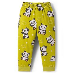 Babyhug Cotton Knit Full Sleeves Co-ords Night Suit With Panda Print - Green