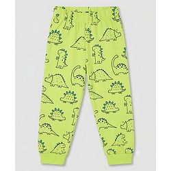 Babyhug 100% Cotton Knit Full Sleeves Co-ords Night Suit With Panda Print - Green