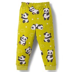 Babyhug Cotton Knit Full Sleeves Co-ords Night Suit With Panda Print - Green