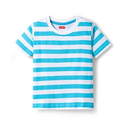 Babyhug 100% Cotton Knit Half Sleeves T-Shirt with Stripes & Dino Print Pack of 3 - Navy Blue Light Blue & Red