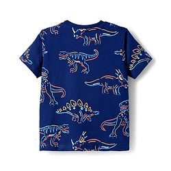 Babyhug 100% Cotton Knit Half Sleeves T-Shirt with Stripes & Dino Print Pack of 3 - Navy Blue Light Blue & Red
