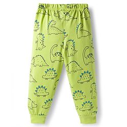 Babyhug Cotton Knit Full Sleeves Co-ords Night Suit With Dino Print - Green