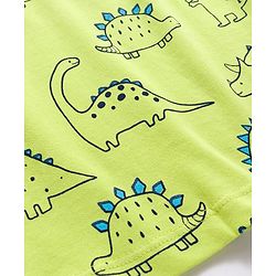 Babyhug Cotton Knit Full Sleeves Co-ords Night Suit With Dino Print - Green