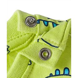 Babyhug Cotton Knit Full Sleeves Co-ords Night Suit With Dino Print - Green