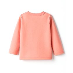 Babyhug 100% Cotton Knit Full Sleeves T-Shirt With Hello Lil Dude Text Print - Coral