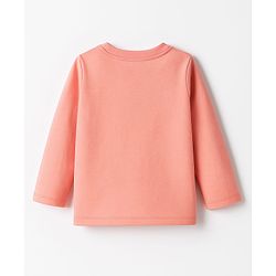 Babyhug 100% Cotton Knit Full Sleeves T-Shirt With Hello Lil Dude Text Print - Coral
