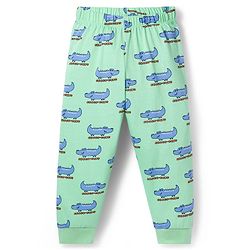 Babyhug Cotton Knit Full Sleeves Co-ords Night Suit with Crocodile Print - Green