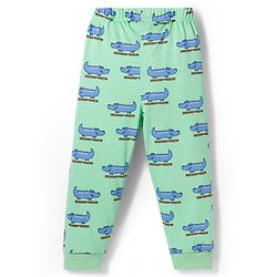 Babyhug Cotton Knit Full Sleeves Co-ords Night Suit with Crocodile Print - Green