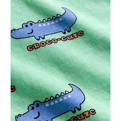 Babyhug Cotton Knit Full Sleeves Co-ords Night Suit with Crocodile Print - Green