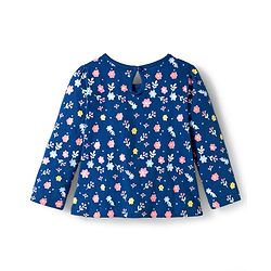 Babyhug 100% Cotton Knit Full Sleeves T-Shirts With Floral & Polka Dot Print Pack of 3 - Pink Peach & Navy Blue