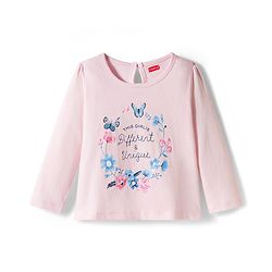 Babyhug 100% Cotton Knit Full Sleeves T-Shirts With Floral & Polka Dot Print Pack of 3 - Pink Peach & Navy Blue