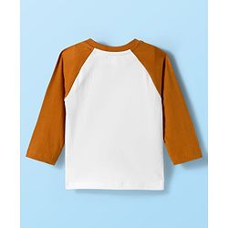 Babyhug Cotton Knit Full Raglan Sleeves Night Suit With Tiger Print - Brown & White