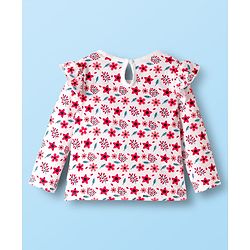 Babyhug 100% Cotton Knit Full Sleeves T-Shirt With Floral Print - White