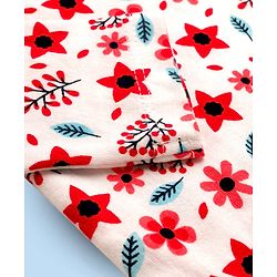 Babyhug 100% Cotton Knit Full Sleeves T-Shirt With Floral Print - White