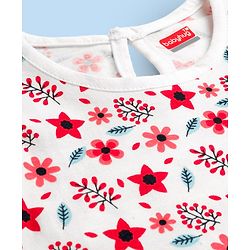 Babyhug 100% Cotton Knit Full Sleeves T-Shirt With Floral Print - White