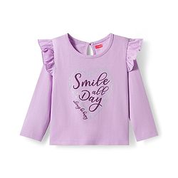 Babyhug 100% Cotton Knit Full Sleeves T-Shirts with Sweet Little Princess & Frill Detailing Pack of 3 - Pink Plum & Navy Blue