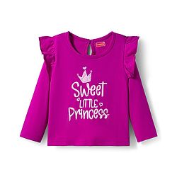 Babyhug 100% Cotton Knit Full Sleeves T-Shirts with Sweet Little Princess & Frill Detailing Pack of 3 - Pink Plum & Navy Blue