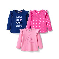 Babyhug 100% Cotton Knit Full Sleeves T-Shirt with Heart & Text Print Pack of 3 - Navy Blue & Pink