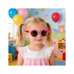 Babyhug Free Size Round Sunglasses With Bow Applique - Pink