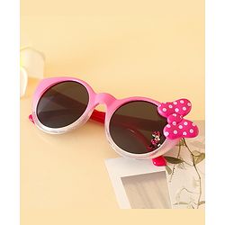 Babyhug Free Size Round Sunglasses With Bow Applique - Pink
