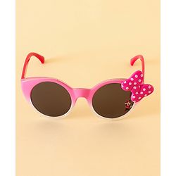 Babyhug Free Size Round Sunglasses With Bow Applique - Pink