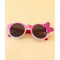 Babyhug Free Size Round Sunglasses With Bow Applique - Pink