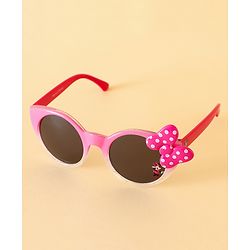 Babyhug Free Size Round Sunglasses With Bow Applique - Pink