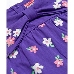 Babyhug 100% Cotton Knit Full Sleeves Top with Floral Print - Purple