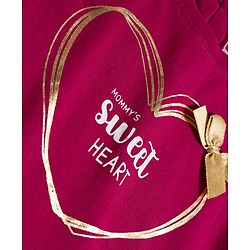 Babyhug 100% Cotton Knit  Full Sleeves T-Shirt with Mommy's Sweetheart Text Print with Bow Applique - Red
