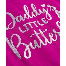 Babyhug 100% Cotton Knit Full Sleeves T-Shirt with Daddys Little Butterfly Text Print - Fuchsia