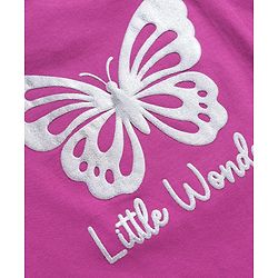 Babyhug 100% Cotton Knit Full Sleeves T-Shirt with Butterfly Graphic & Frill Detailing - Pink