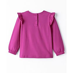 Babyhug 100% Cotton Knit Full Sleeves T-Shirt with Butterfly Graphic & Frill Detailing - Pink
