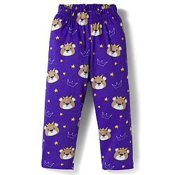Babyhug Cotton Knit Full Sleeves Co-ords Night Suit With Animal Print - Navy Blue