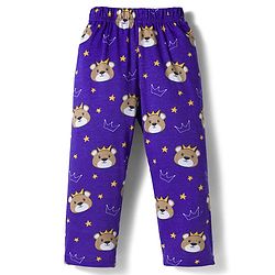 Babyhug Cotton Knit Full Sleeves Co-ords Night Suit With Animal Print - Navy Blue