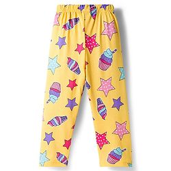 Babyhug Cotton Knit Full Sleeves Co-ords Night Suit With Star Print - Yellow