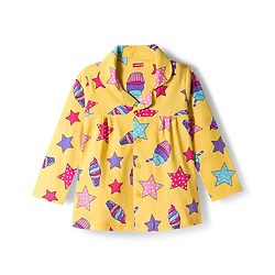 Babyhug Cotton Knit Full Sleeves Co-ords Night Suit With Star Print - Yellow