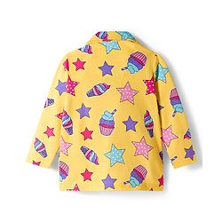 Babyhug Cotton Knit Full Sleeves Co-ords Night Suit With Star Print - Yellow
