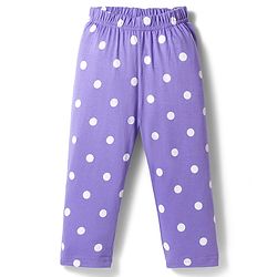 Babyhug Cotton Knit Full Sleeves Co-ords Front Open Night Suit with Polka Dot Print - Lilac