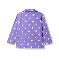 Babyhug Cotton Knit Full Sleeves Co-ords Front Open Night Suit with Polka Dot Print - Lilac