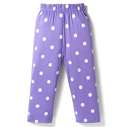 Babyhug Cotton Knit Full Sleeves Co-ords Front Open Night Suit with Polka Dot Print - Lilac