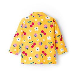 Babyhug Cotton Knit Full Sleeves Co-ords Night Suit With Floral Print - Yellow